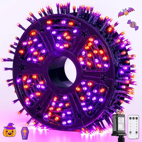 Vista 18 de JMEXSUSS 400 luces LED de Navidad rojas, blancas y verdes, luces de árbol de Navidad de 132 pies con control remoto, tira de luces para interiores