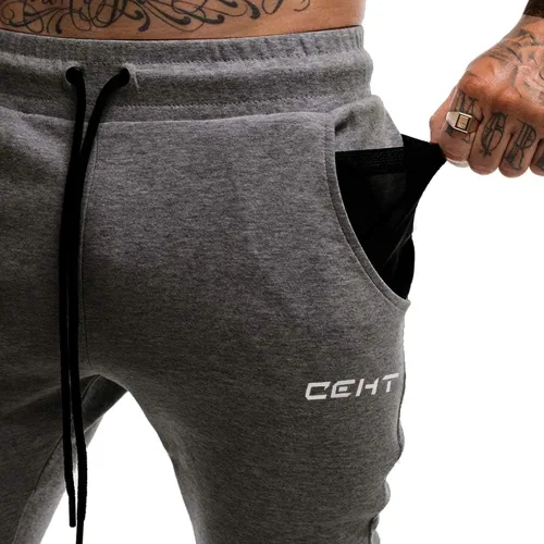 Vista 5 de Wangdo - Pantalones de gimnasio delgados para hombre, pantalones deportivos de entrenamiento cónicos, pantalones deportivos casuales para correr
