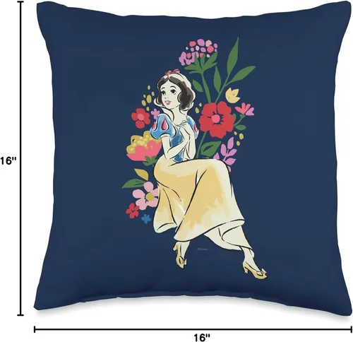 Vista 4 de Disney Princess Snow White - Almohada floral, 16 x 16 pulgadas, multicolor