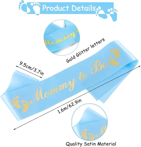Vista 7 de 3 paquetes de decoraciones para baby shower, banda de futura mamá, insignia de papá y futura mamá, botón de pin para baby shower, celebración