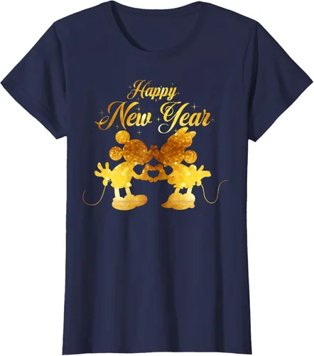 Vista 28 de Disney Camiseta de Año Nuevo Mickey & Minnie Happy New Year Silhouette, Negro