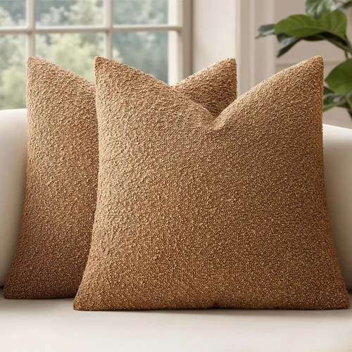 Vista 21 de MIULEE - Fundas de almohada decorativas para sofá lumbar de 16 x 16 pulgadas, color beige Set of 2 Textured Neutral Throw Pillow Covers, Accent