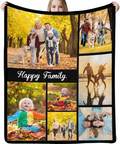 Vista 14 de Manta personalizada con imagen, tu texto aquí, 10 fotos, mantas de imágenes personalizadas para adultos, familia, papá, mamá, parejas, manta