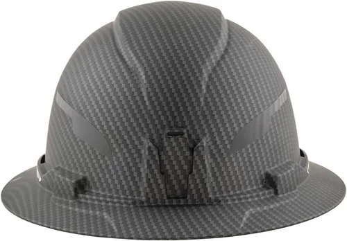Vista 6 de Casco duro Klein Tools, con borde completo no ventilado, patrón KARBN premium, Clase E, probado hasta 20kV, banda acolchada que absorbe el sudor