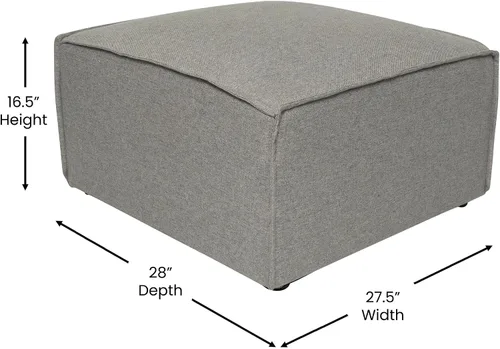 Vista 3 de Flash Furniture Bridgetown - Módulo otomano de tela para sofá seccional, sofá modular personalizable, color gris
