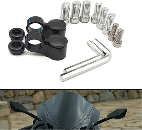 Vista 5 de Accesorios para espejos retrovisores de motocicleta, espejos laterales CNC negro para Kawasaki Ninja 250 Ninja 300R Z250 Z300 VERSYS 300X