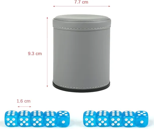 Vista 3 de GWHOLE Taza de dados de cuero con 10 dados Dados apilamiento de la taza de la coctelera, juego del balanceo de los dados