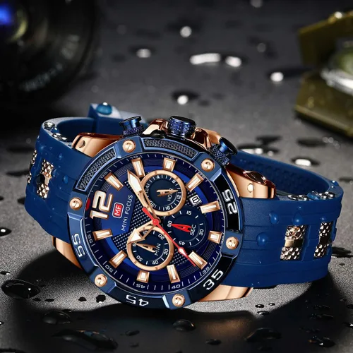 Vista 2 de Mini Focus Men Watch Casual Fashion Wrist Watches (ChronographWaterproofLuminousCalendar) Silicon Band Quartz Watches for Men