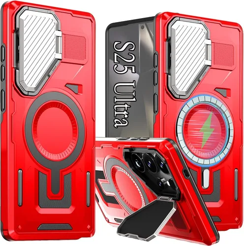Vista 28 de para Galaxy S24 Plus Funda Magnética, Funda Resistente y Rugosa con Protección contra Caídas [Compatible con Carga Inalámbrica Rápida] Funda