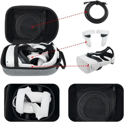 Vista 5 de subeirey Oculus Quest 2 Case with BasicElite Version VR Gaming Controllers Accessories, Virtual Reality Headset Storage Bag, Oculus Quest 2 Carrying