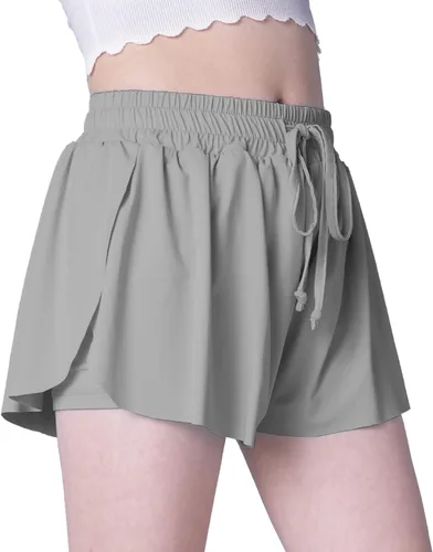 Vista 3 de Pantalones cortos fluidos con diseño de mariposa para niñas, pantalones cortos deportivos para niños pequeños y jóvenes con forro 2 en 1
