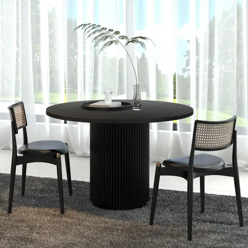 Vista 12 de Mesa de comedor redonda, 35 pulgadas, mesa de cocina moderna de granja Negro