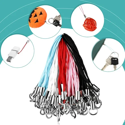Vista 4 de Shappy 100 correas de anillo dividido para teléfono celular, cordón de teléfono celular, cordón manual para muñeca, decoración para teléfono, unidad