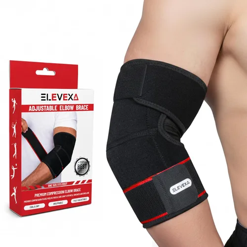 Vista 10 de Codera ajustable Manga de compresión de codo de doble correa para tendinitis, esguinces y distensiones Brazo/codo de tenis para hombres