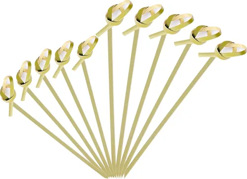 Vista 9 de 1200 piezas de palillos de cóctel de bambú, palillos de dientes elegantes para aperitivos, palos de cóctel de 4.13 pulgadas con nudo para bebidas
