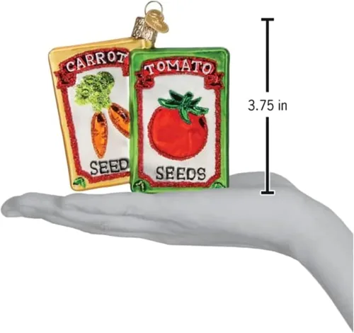 Vista 5 de Old World Christmas - Adorno de semillas de jardín con diseño de paleta, de vidrio soplado para árbol de Navidad, decoración festiva hecha a mano