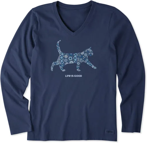 Vista 8 de Life is Good - Blusa de manga larga para mujer con bandera de acuarela y corazón, color azul playa