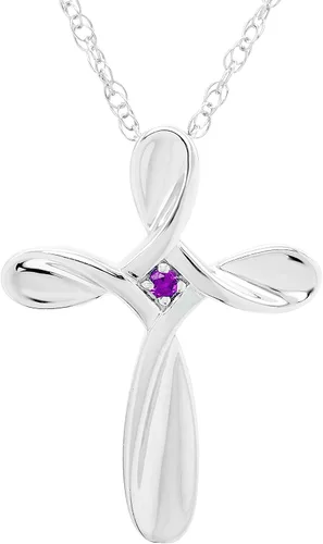 Vista 14 de Boston Bay Diamonds Sterling Silver Infinity Birthstone Cross Necklace 01 de enero - Granate genuino