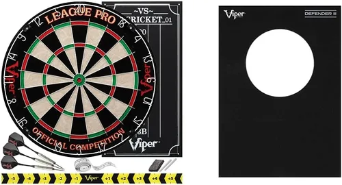 Vista 15 de Viper League Pro - Juego inicial de diana de dardos de cerdas reglamentaria con puntas de acero con diana sin grapas, alambre de araña radial, sisal