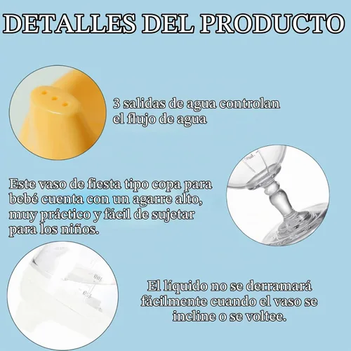 Vista 4 de Goaste Paquete de 4 vasos para beber vino para bebé, copas de plástico estilo copa con tapas, tazas de bebidas para niños de 6.7 onzas para jugo