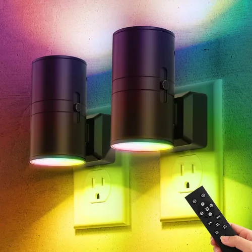 Vista 25 de Briignite - Luces nocturnas led enchufables, 3CCT, sensor de anochecer a amanecer, de 3000 K, regulable para pasillo, dormitorio, escalera, paquete