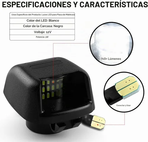 Vista 3 de litzland Conjunto de lámpara de luz LED para placa de matrícula compatible con Nissan Navara D40 Frontier 2007-2015 Armada 2008-2016 Lámparas LED