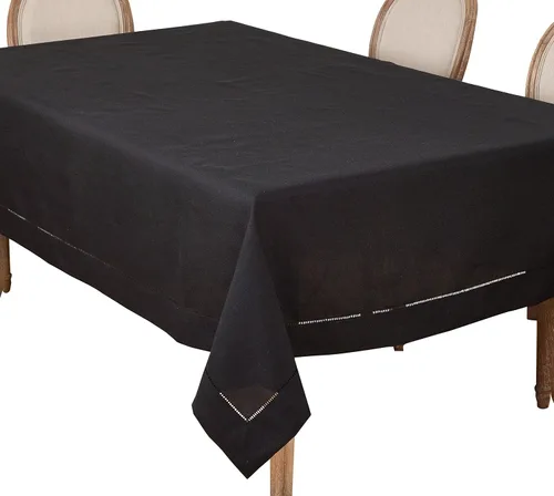 Vista 53 de SARO LIFESTYLE Servilleta de cóctel con borde cosido (juego de 12), negro, 6"x6