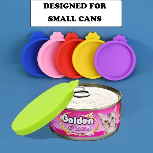 Vista 6 de 4 tapas de silicona para latas de comida para mascotas pequeñas para latas de comida para gatos de 3 oz y 2.5 oz Silicone Small Pet Food Can Lids