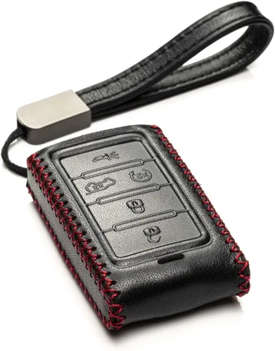 Vista 10 de Vitodeco Funda de cuero genuino para llavero inteligente compatible con Jeep Wagoneer, Grand Wagoneer, Grand Cherokee 2022-2025 (5 botones, negro)