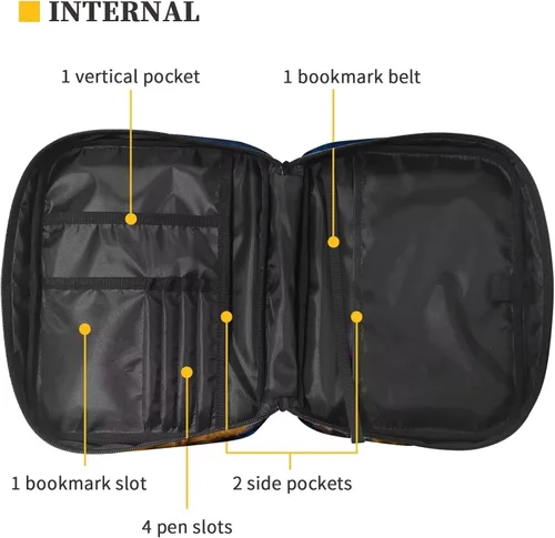 Vista 5 de Funda unisex para la Biblia, portátil, ligera, con asa y bolsillo con cremallera, marcapáginas tamaño grande, Bandera estadounidense mariposa