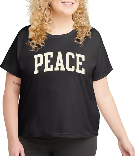Vista 8 de Hanes ComfortBlend - Camiseta gráfica para mujer, cuello redondo, algodón para mujer, talla grande Negro