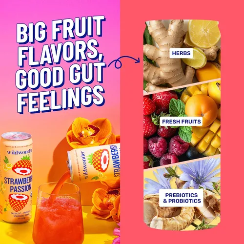 Vista 7 de Wildwonder Bebida de jugo probiótico espumosa con inmunidad y apoyo a la digestión, con fibra de 0.18 oz y probióticos vivos, sin cafeína, orgánica