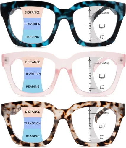 Vista 9 de HIYANJN Gafas de Lectura Bifocales para Mujeres con Filtro de Luz Azul para Computadora, Parte Superior Transparente, Montura Mate de Gran