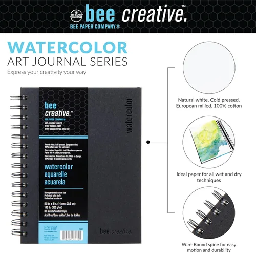 Vista 4 de Bee Paper - Diario de acuarela Bee Creative de 5.5" x 8