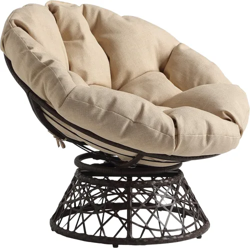 Vista 13 de OSP Home Furnishings – Silla Papasan de mimbre con giro de 360 grados, marco marrón con cojín marrón