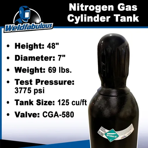 Vista 3 de Weldfabulous Tanque de cilindro de gas nitrógeno de 125 cu/ft - COMPLETO
