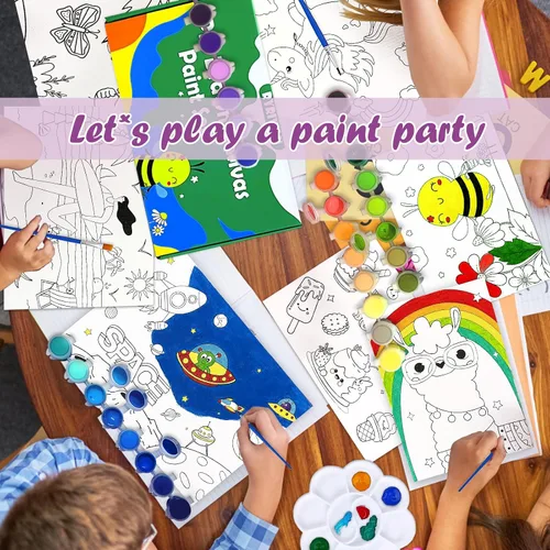 Vista 6 de RYRIWOU Juego de lienzo predibujado 8 paquetes de lienzo preimpreso, kit de pintura al óleo acrílica de 5 x 7 pulgadas, lienzo con 48 pinturas, 6