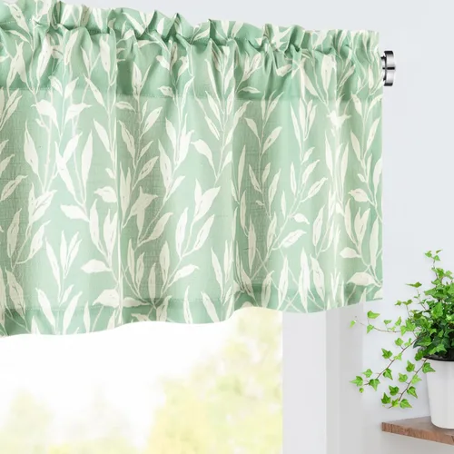 Vista 16 de VOGOL Cortinas de cenefa de jacquard dorado con diseño de flores de lujo para dormitorio, sala de estar, comedor, 52 x 14 pulgadas, 1 panel, negro