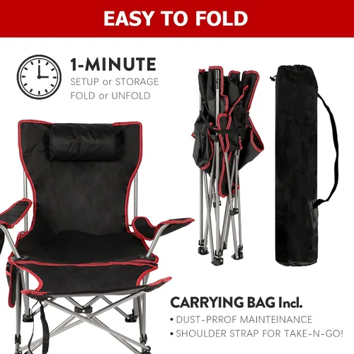 Vista 5 de YSSOA Reposapiés extraíble silla de camping reclinable, paquete de 1, color negro