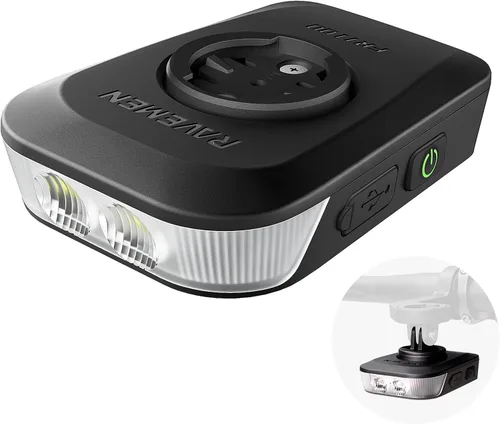 Vista 10 de RAVEMEN FR1100 SE/FR500 Bike Headlight Compatible with Garmin/Wahoo Computers, 270° Wide-Angled Bicycle Front Light for Night Urban Riding & Daytime