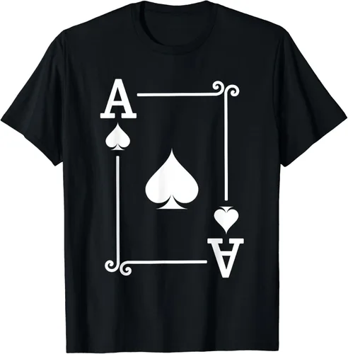Vista 2 de Disfraz de cartas de juego - Tarjeta de espadas de Ace - Camiseta de tarjeta de as, Negro, S