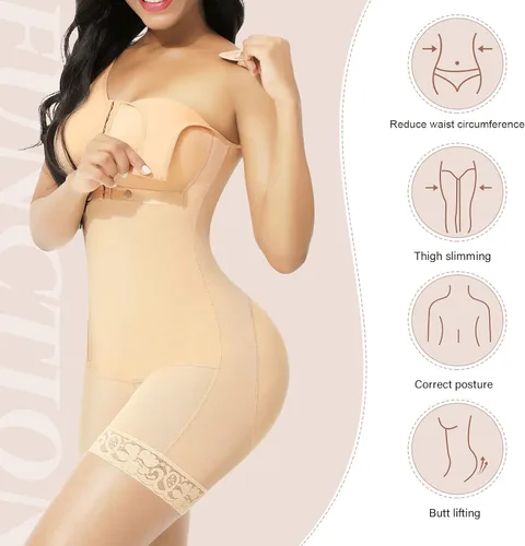 Vista 2 de FeelinGirl Fajas Colombianas Fajas para mujer, moldeador de glúteos, ropa de compresión posoperatoria, Beige 02