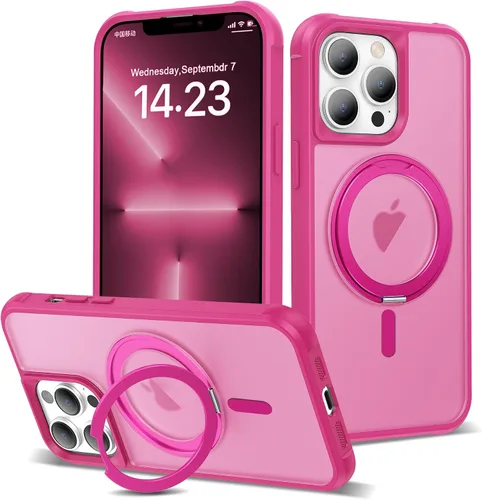 Vista 65 de Funda para iPhone 11 con soporte de anillo magnético giratorio de 360° [compatible con Mag-Safe] [Protección de grado militar] Funda translúcida