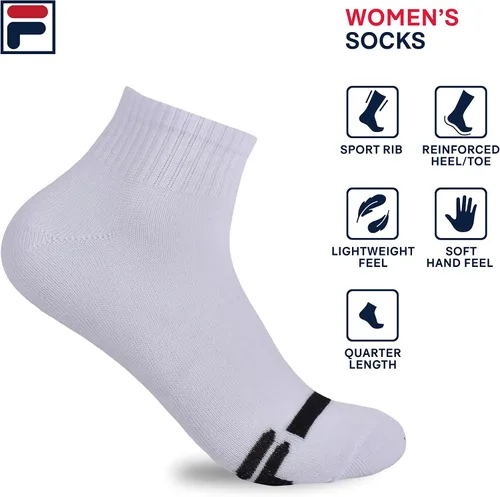 Vista 2 de Fila Womens Quarter Ankle Socks, Womens Athletic Socks, 10 Pack