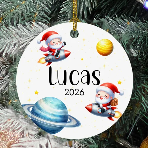Vista 15 de Adorno de cristal de Navidad personalizado con nombre, muñeco de nieve personalizado para árbol de Navidad 2025, nuevo adorno de Navidad para bebé