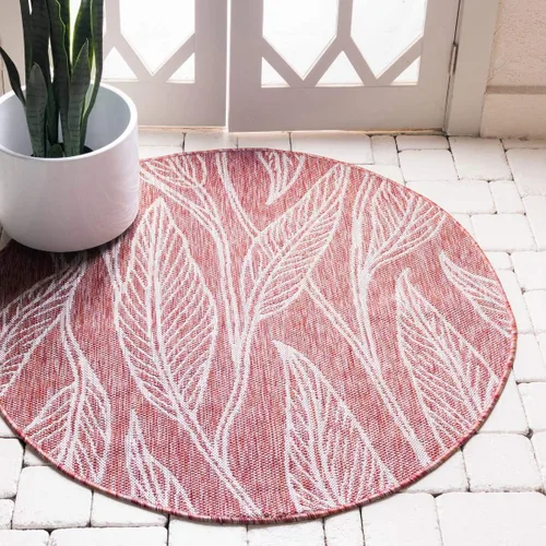 Vista 39 de Unique Loom Outdoor Botanical Collection Alfombra de área - Hoja (1.6 m x 2.4 m Rectangular, Carbón Marfil)