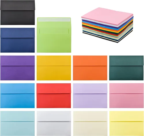 Vista 10 de VANRA Paquete de 150 sobres coloridos para invitaciones, sobres A2 a granel para tarjetas de felicitación de 4.25 x 5.5, invitaciones de boda, fotos