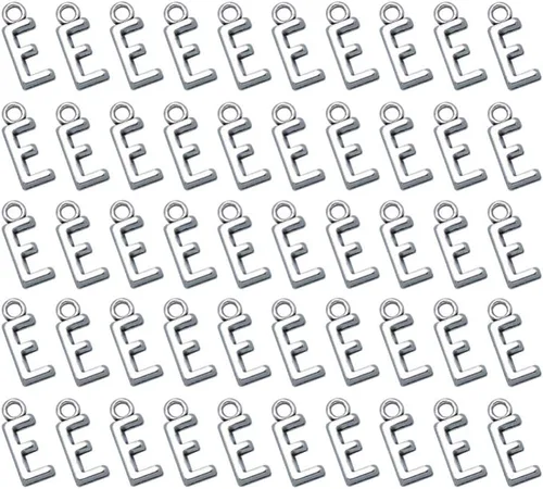 Vista 7 de 50pcs plata antigua letra E aleación colgante encantos para bricolaje joyería fabricación para collares, pulseras llaveros más, aleación, Aleación.
