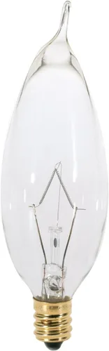Vista 3 de Satco S3272 - Bombilla incandescente CA7 de 10 W, 80 lúmenes, color blanco suave, 2700 K, base de candelabro, regulable