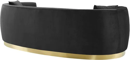 Vista 4 de Modway EEI-3408-BLK Resolute - Sofá de terciopelo curvado, color negro